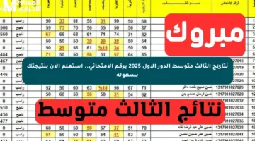 نتائج الثالث متوسط الدور الأول 2025 برقم الامتحاني.. استعلم الآن بنتيجتك بسهولة